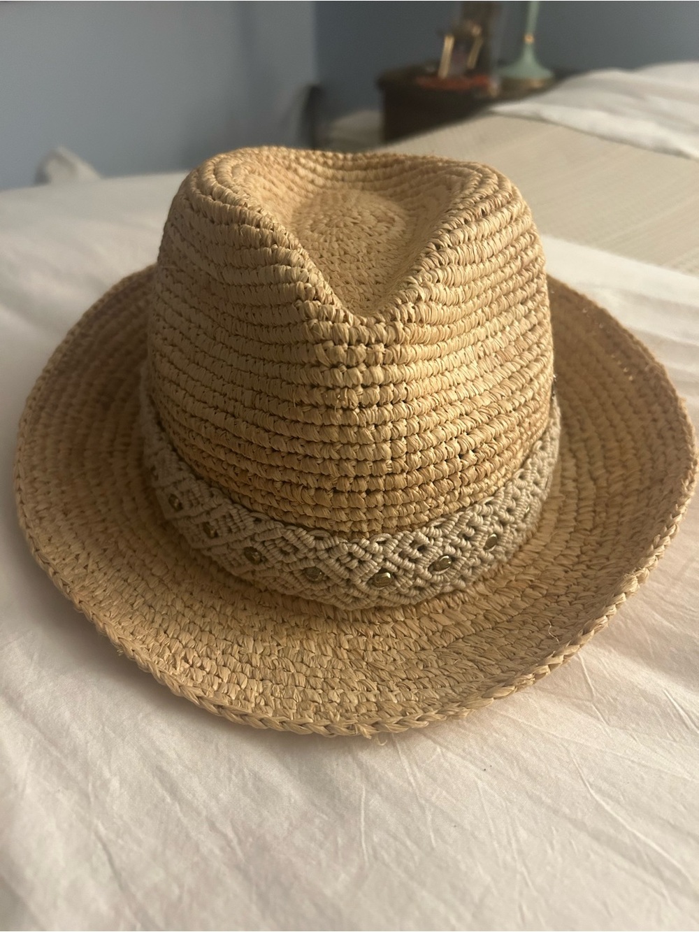 Flora Bella Woven Straw Hat with Braided Band - Natural